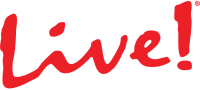 The official live logo appears as the word live spelled out in cursive red letters with an exclamation point on a white background.